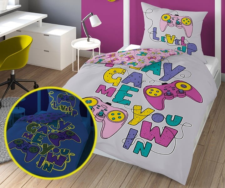 Pościel FLUO Świecąca W Ciemności Play Game 140 x 200 cm. DETEX-163