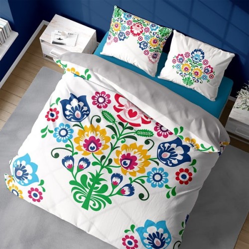 Pościel Kwiaty Folk 220x200 cm. 100 % Bawełna DETEX-23