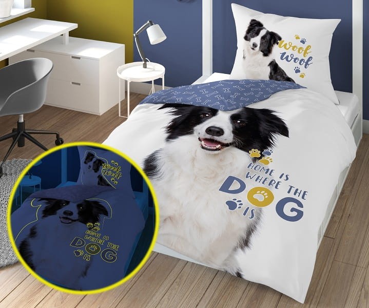 Pościel Dziecięca Świecąca W Ciemności Piesek 160x200 cm. DETEX-754