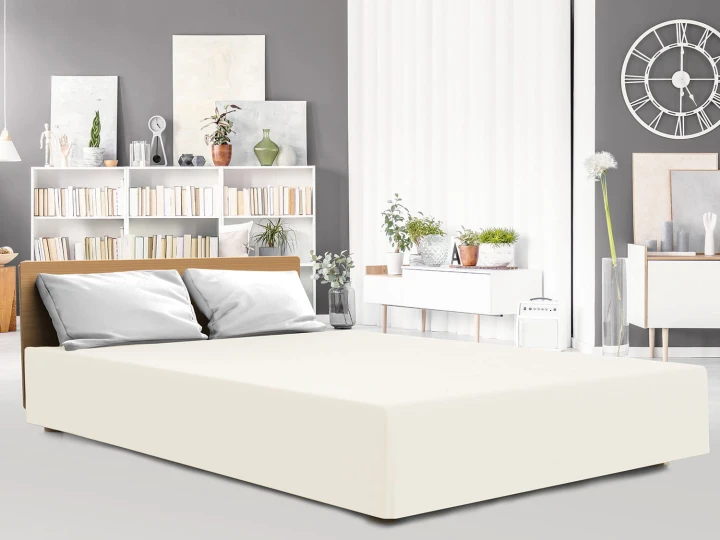 Prześcieradło jersey elastan z gumką ECRU/EKOLOGIA/220x200x30