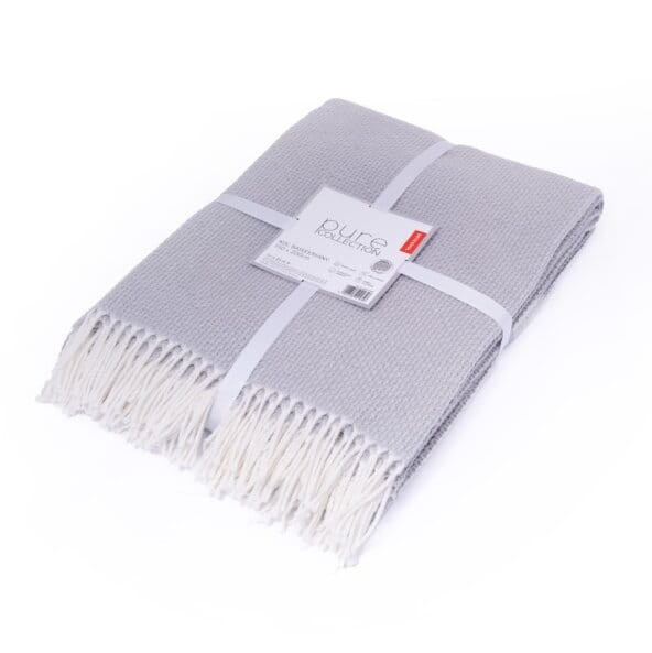 Koc Żakardowy Z Frędzlami 150x200 cm. Szary Jasny 126JB