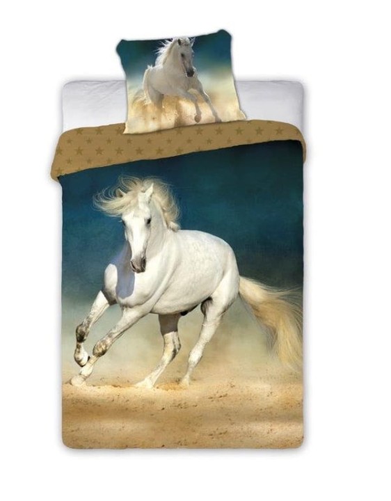 Pościel Młodzieżowa Dla Nastolatka 160x200 cm. Bawełna 100 %  Biały Koń 001