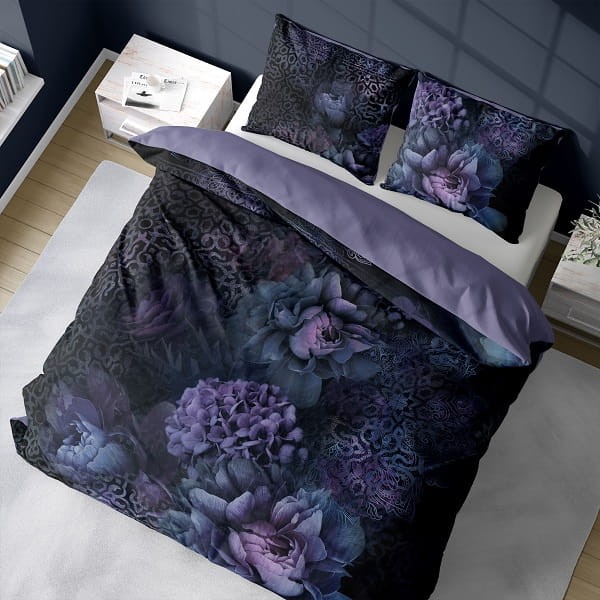 Pościel Holenderska 160x200 cm. 100 % Bawełna Fioletowa Kwiaty 4860