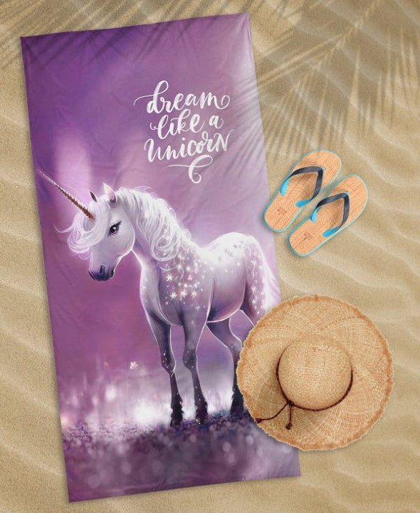 Ręcznik Plażowy 70x140 cm. 100 % Bawełna WZ91 JEDNOROŻEC