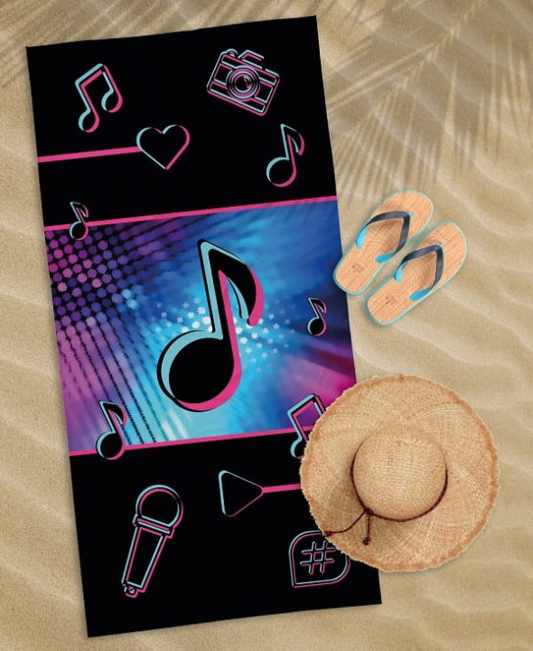 Ręcznik Plażowy 70x140 cm. 100 % Bawełna WZ46 MUSIC