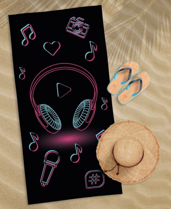 Ręcznik Plażowy 70x140 cm. 100 % Bawełna WZ45 MUSIC