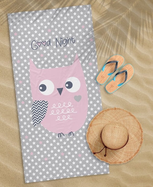 Ręcznik Plażowy 70x140 cm. 100 % Bawełna WZ32 SOWA