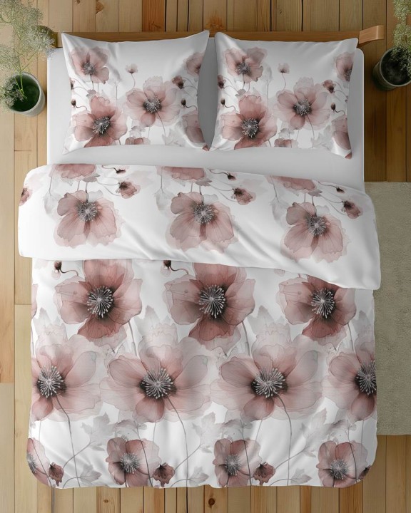 Pościel Bawełna Satynowa 220x200 cm. Kwiaty 4817-C