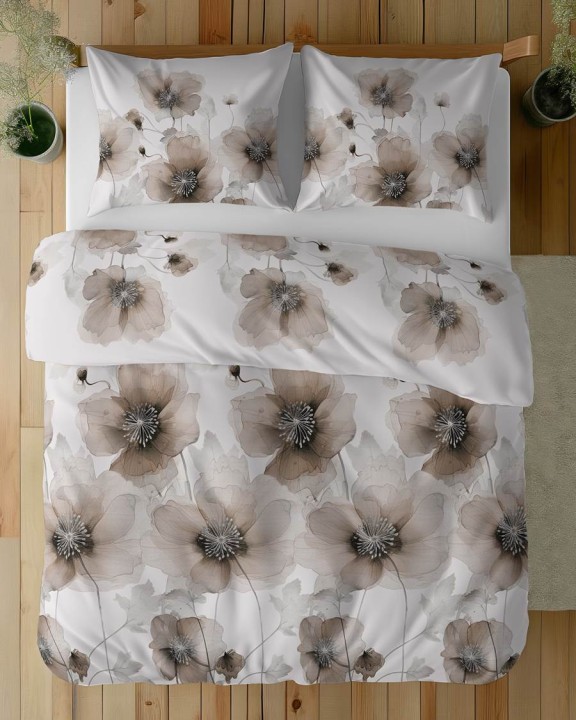 Pościel Bawełna Satynowa 160x200 cm. Kwiaty 4817-D