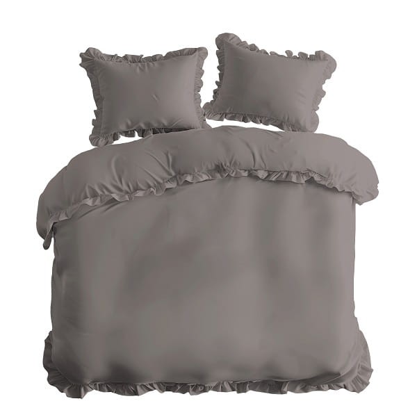Luksusowa Pościel Z Falbaną 220x200 cm. Bawełna 100% Szary