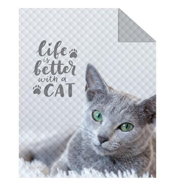 Narzuta Młodzieżowa 170x210 cm. Pikowana Dwustronna Szary Kot K-90