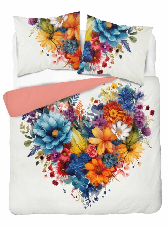 Pościel Holenderska 160x200 cm. 100 % Bawełna Biała Kolorowe Kwiaty 5120