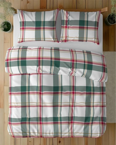 Komplet Pościeli Bawełnianej 220x200 BAWEŁNA 100 % Zielona Krata 5255-A