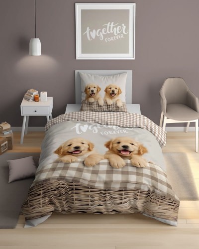 Pościel Dziecięca Świecąca W Ciemności 160x200 cm. Pieski 5553