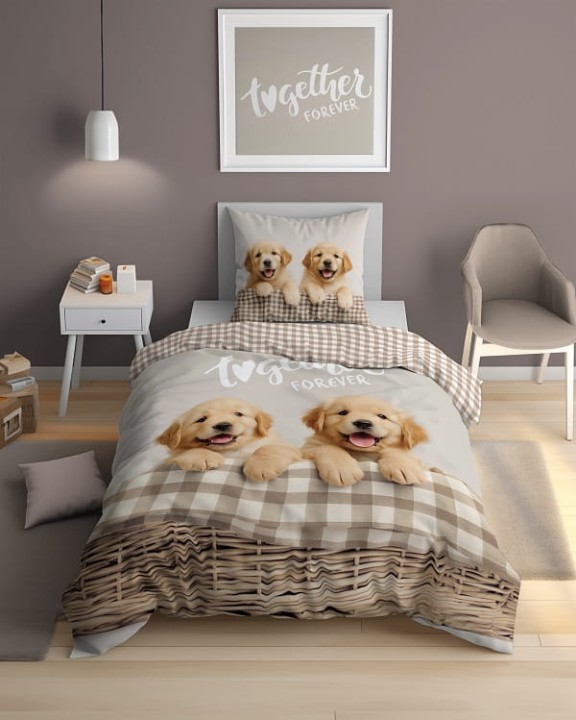 Pościel Dziecięca Świecąca W Ciemności 160x200 cm. Pieski 5553