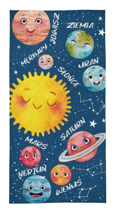 Ręcznik Plażowy 70x140 cm. 100 % Bawełna WZ93 PLANETY