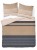 Komplet Pościeli Bawełnianej 220x200 BAWEŁNA 100 % Beżowa Szara Pasy 5245-A