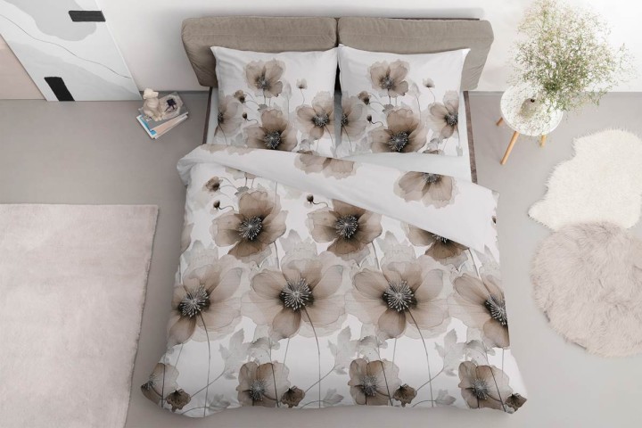 Pościel Bawełna Satynowa 160x200 cm. Kwiaty 4817-D