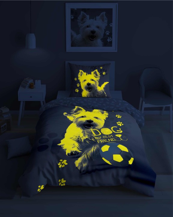 Pościel Dziecięca Świecąca W Ciemności 160x200 cm. Piesek 5205