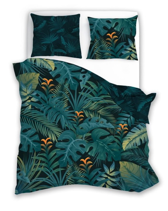 Luksusowa Pościel Z Bawełny Satynowej Druk Cyfrowy 160x200 cm. Liście 020