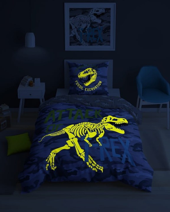 Pościel Dziecięca Świecąca W Ciemności T-Rex 140 x 200 cm. DETEX-172