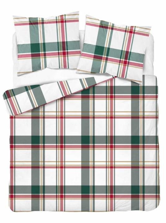 Komplet Pościeli Bawełnianej 220x200 BAWEŁNA 100 % Zielona Krata 5255-A