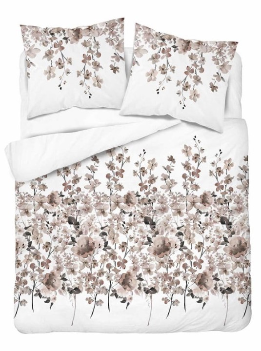 Komplet Pościeli Bawełnianej 220x200 BAWEŁNA 100 % Biała Kwiaty 5252-B