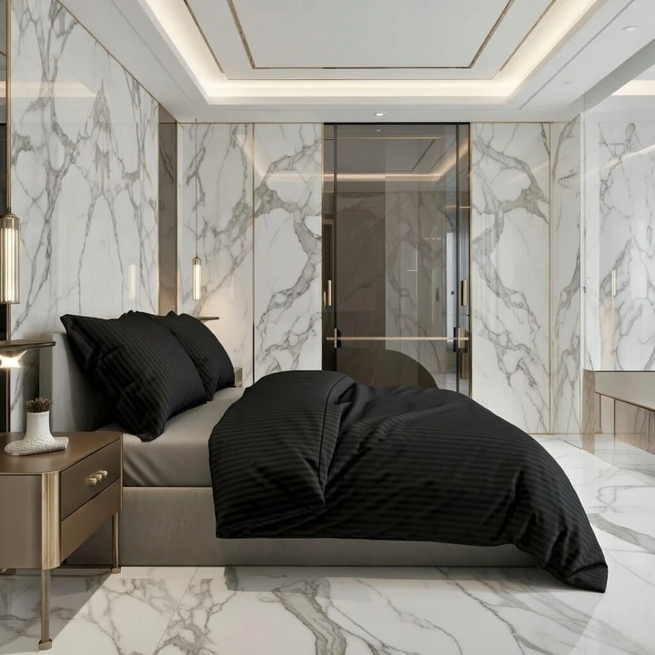 Luksusowa Pościel Modern Luxury Bawełna Satynowa 220x200 cm. Czarny