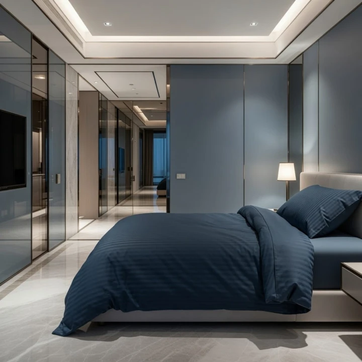 Luksusowa Pościel Modern Luxury Bawełna Satynowa 140x200 cm. Denim