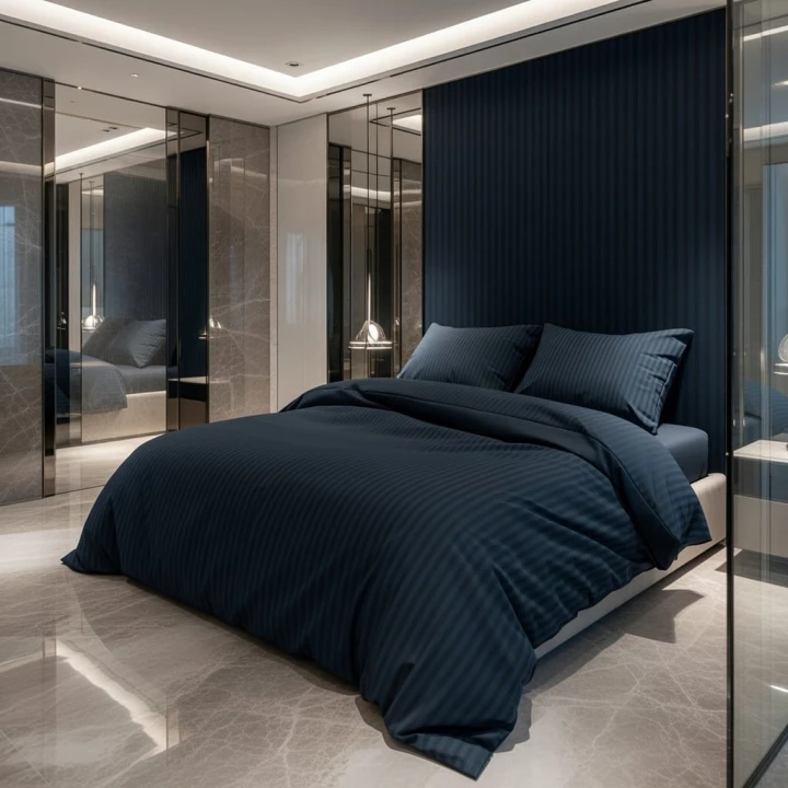 Luksusowa Pościel Modern Luxury Bawełna Satynowa 180x200 cm. Denim
