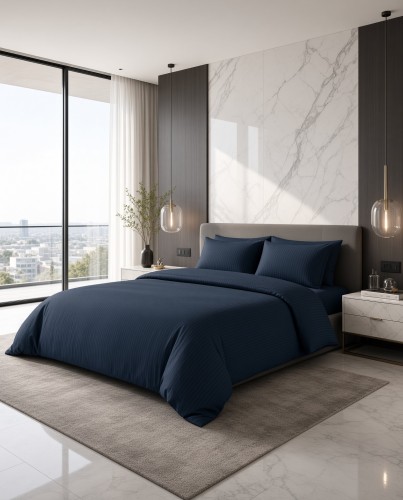 Luksusowa Pościel Modern Luxury Bawełna Satynowa 220x200 cm. Denim