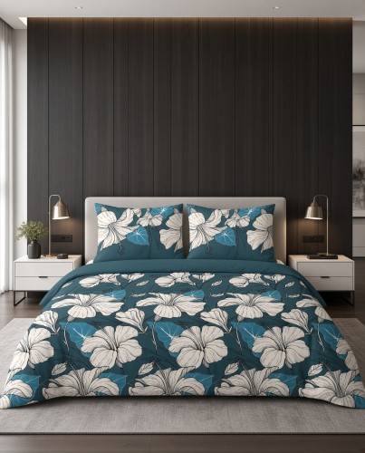 Luksusowa Pościel Bawełna Satynowa 160x200 cm Premium Lazurowa Symfonia