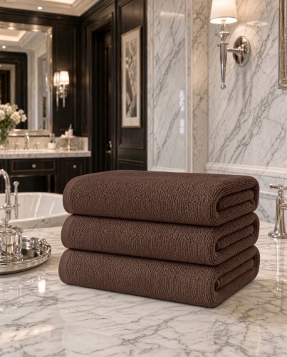 Komplet Ręczników Kąpielowych 3-szt 70x140 cm Bawełna Coffe Gruby 600 GSM