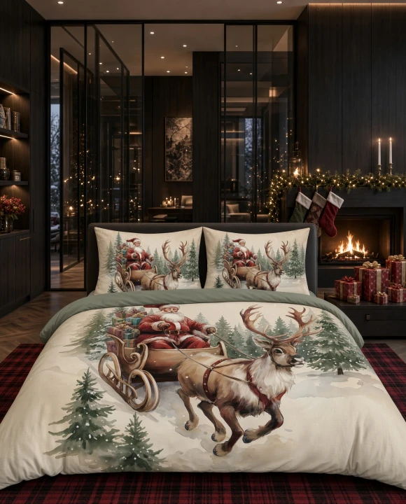 Komplet Pościeli Świątecznej Bawełnianej 160x200 BAWEŁNA 100 %