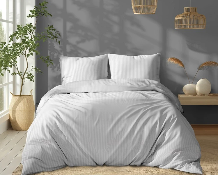 Luksusowy Komplet Pościeli Z Adamaszku Satyna Bawełniana 220x200 cm. Biały Luksusowy Komplet Pościeli Z Adamaszku Satyna Bawełniana 220x200 cm. Biały