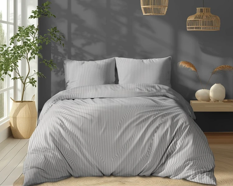 Luksusowy Komplet Pościeli Z Adamaszku Satyna Bawełniana 160x200 cm. Jasny Szary Luksusowy Komplet Pościeli Z Adamaszku Satyna Bawełniana 160x200 cm. Jasny Szary